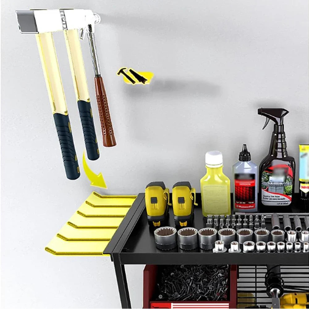 Power Tool Organizer 4 Layer Wall Mounted Storage Rack with Hooks Heavy-Duty Drill Holder Garage Tools Storage Rack for Workshop