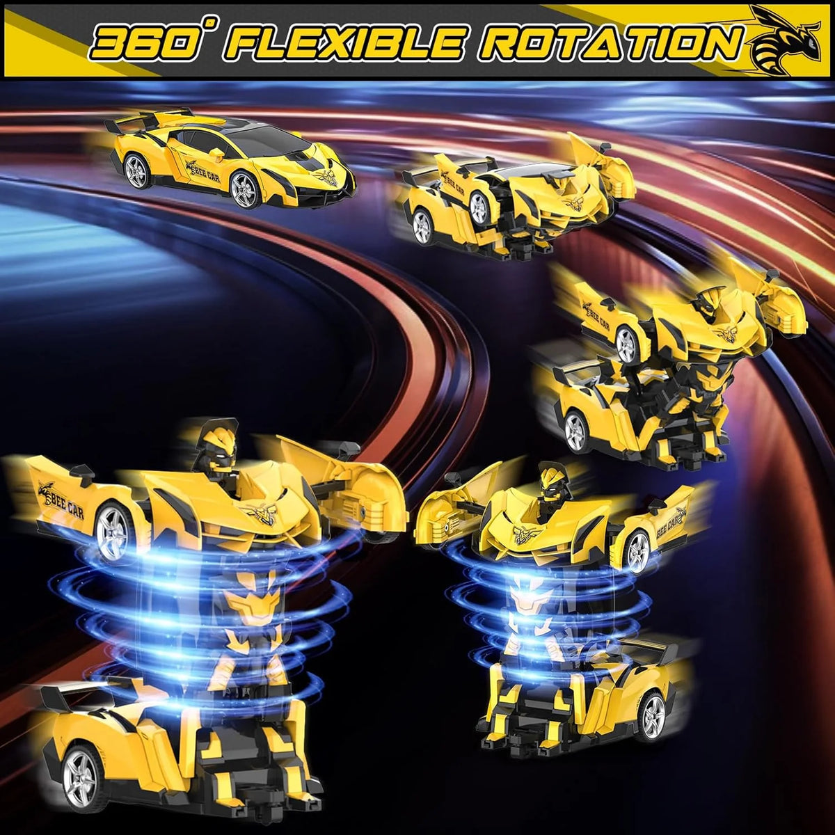 Rc Cars for Boys 4-7 8-12, 2.4Ghz Remote Control Car 1:18 Scale Transforming Robot, One-Button Deformation 360° Rotation Car Toy Gifts for Boys 3-5