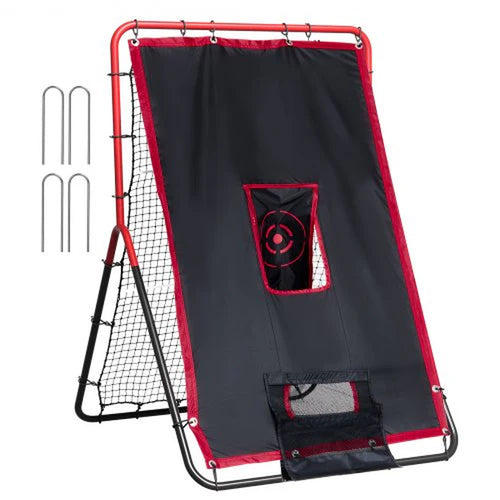 Baseball and Softball Rebounder Net, 3.5 X 4.5 Ft 2-In-1 Switch Hitter Pitch Trainer, Pitchback Baseball Pitching Return Trainer Nest, Bounce Back Net for Fielding/Throwing Practice