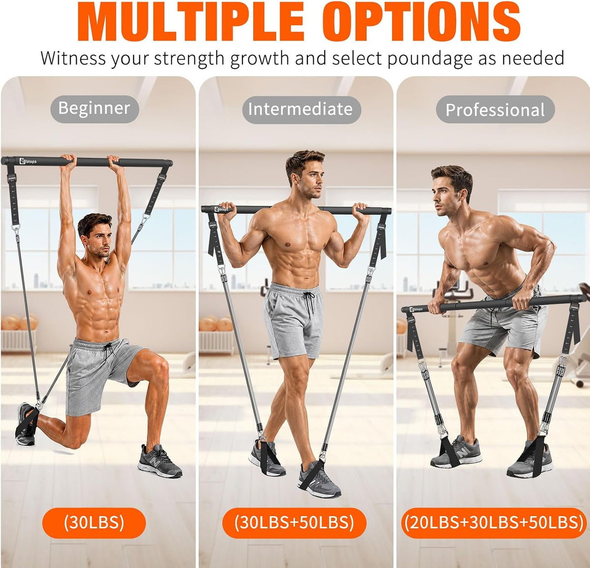 Pilates Bar Kit with Resistance Bands,Pilates Bar with Stackable Bands Workout Equipment for Legs,Hip,Waist and Arm,Exercise Fitness Equipment for Women & Men Home Gym Yoga Pilates