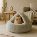 Orthopedic Pet Cave Bed | Calming Plush Bed for Cats & Small Dogs