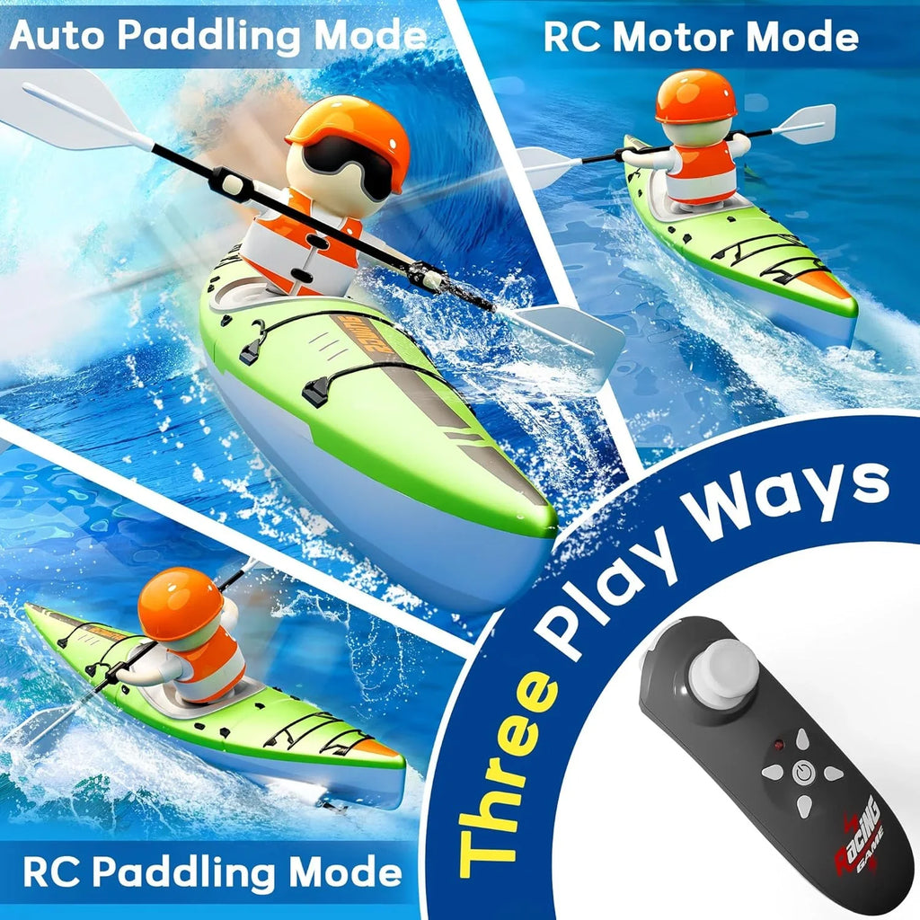 RC Kayak Boat for Kids,2.4 Ghz Remote Control Shark Boat Toys W/LED Light for Pools,Lake,Bathtub Never Capsize Summer Outdoor Water Toys Gift for Boys Girls