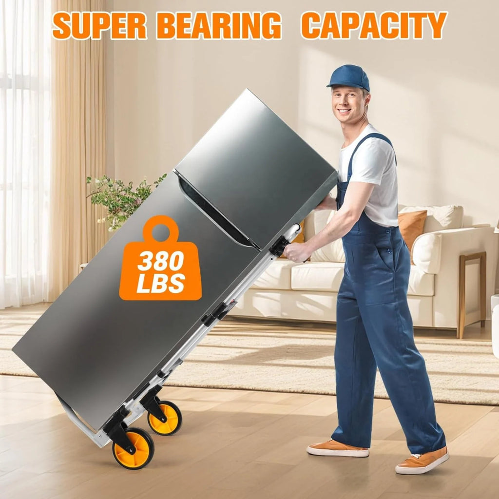Folding Hand Truck 380 Lbs Heavy Duty Aluminum Dolly Cart Collapsible Luggage Cart Portable Sack Truck