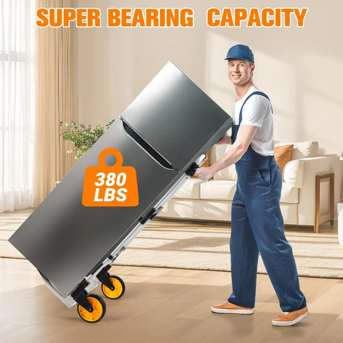 Folding Hand Truck 380 Lbs Heavy Duty Aluminum Dolly Cart Collapsible Luggage Cart Portable Sack Truck