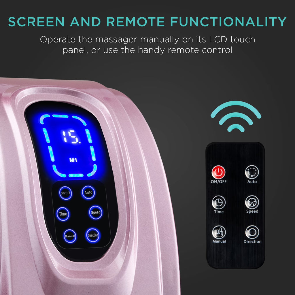 Therapeutic Kneading & Rolling Shiatsu Foot Massager W/ High Intensity Rollers, Remote - Rose
