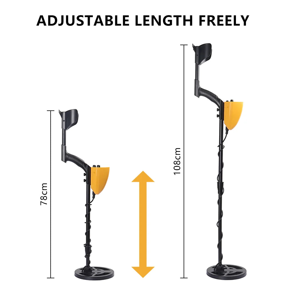 Professional Underground Metal Detector for Adults Waterproof Search Coil High Sensitivity Gold Silver Coin Treasure Hunter Adjustable Length Stem LCD Display Disc Mode Outdoor Beach Garden Archaeological Metal Detecting Equi