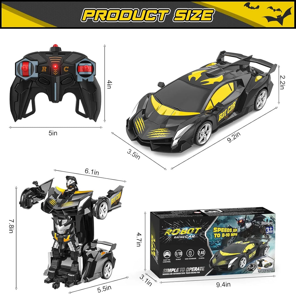 Rc Cars for Boys 4-7 8-12, 2.4Ghz Remote Control Car 1:18 Scale Transforming Robot, One-Button Deformation 360° Rotation Car Toy Gifts for Boys 3-5