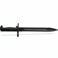 Black Stainless Steel Fixed-Blade Knife Black Grooved Stainless Handle