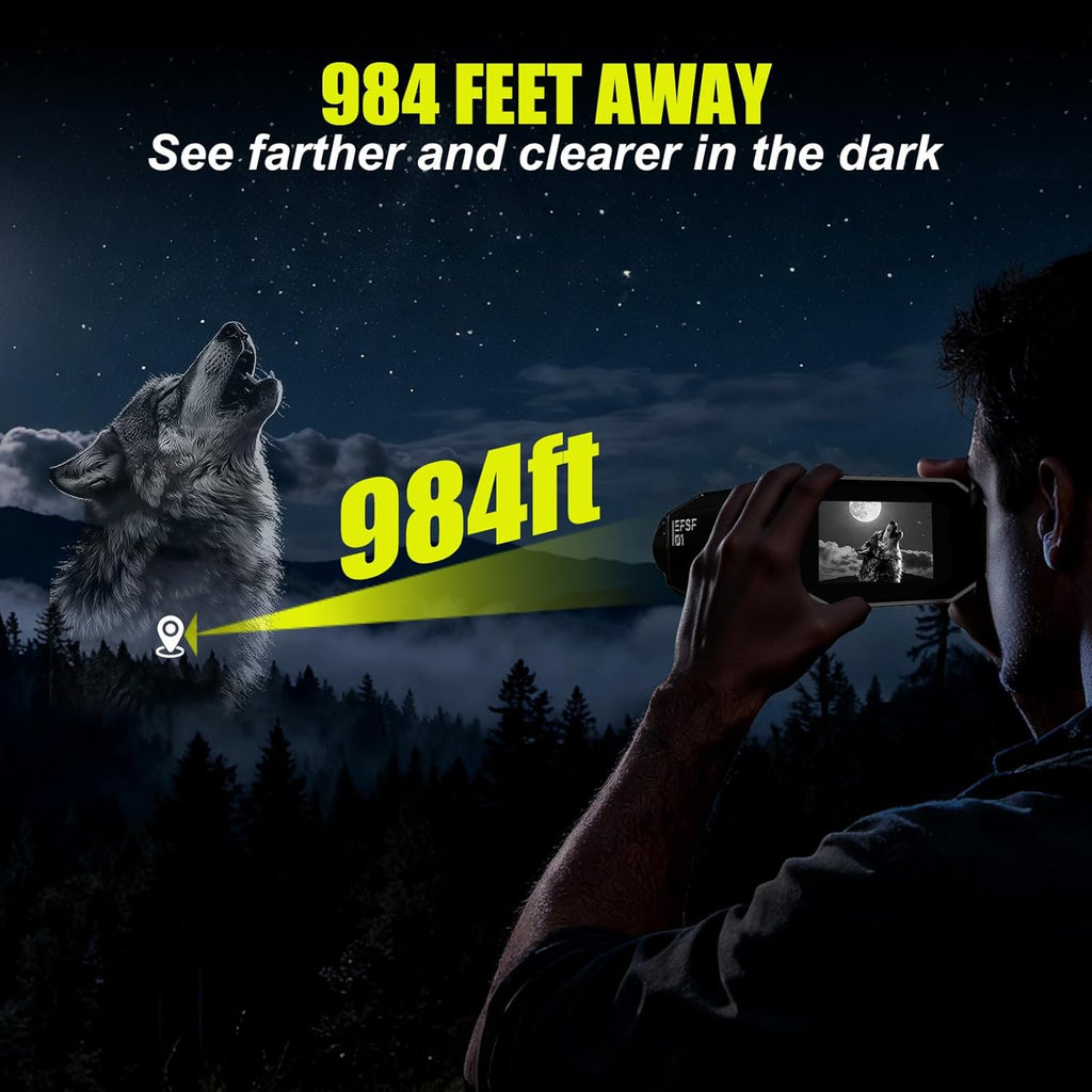 Night Vision Goggles 8X Digital Zoom, 300M Night Vision Binoculars with 7-Level IR, 32GB Card & LED Flashlight, Gifts for Men, Dad, Husband, Boyfriend for Camping and Birdwatching