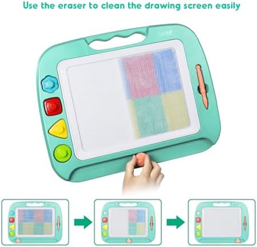 Toddler Toys for Kids, Large Magnetic Drawing Board for Birthday Gift, Toys for 1 2 3 4 Year Old Girls Boys, Etch & Sketch Pad with 4 Stamps, Learning and Educational, 16 ×13 In, Green