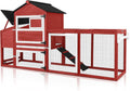 Chicken Coop for Outdoor - Poultry Cage with Wheels, Nesting Box, Leakproof Pull-On Tray, and Asphalt Waterproof Roof - Red