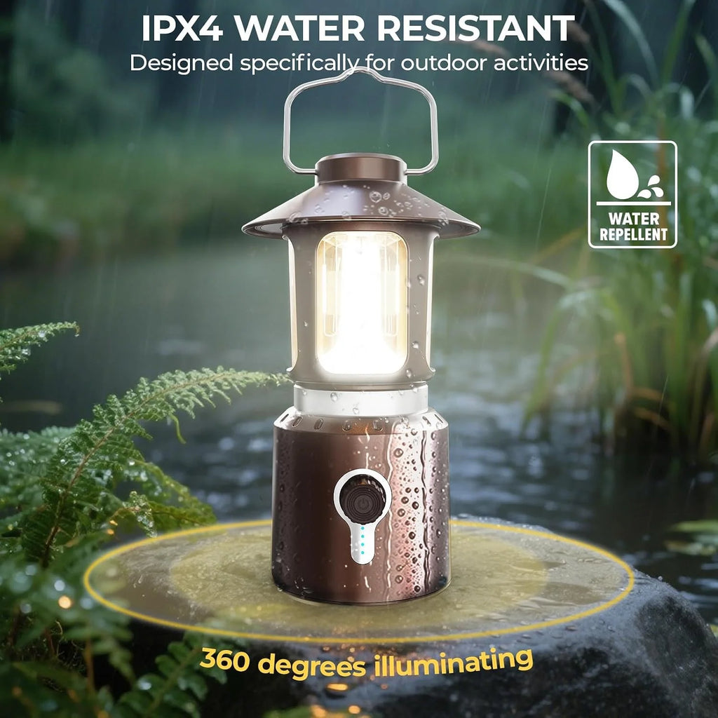 Rechargeable Camping Lantern | 8000Mah | 3 Light Modes | Adjustable Brightness & Height | up to 80Hrs | Vintage | Copper