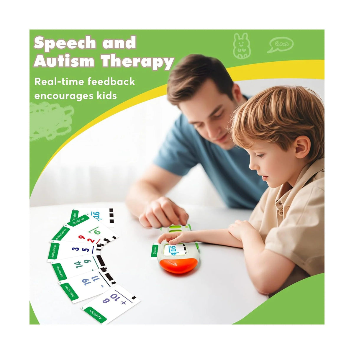 Alphabet Talking Flash Cards & Math Games for Kids 2-8, Speech Therapy Toys, ABC Learning Toys, 56 Math Flashcards & 106 CVC Word Games, Preschool Kindergarten Gifts for Boys & Girls