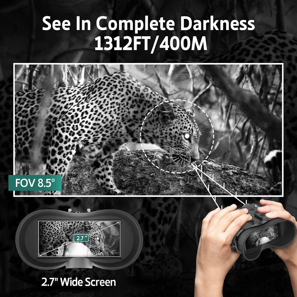 Head-Mounted Night Vision Goggles - Rechargeable Hands Free Night Vision Binoculars Goggles,1312Ft Digital Infrared Viewing for Adults,Include 32GB SD Card,8X Digital Zoom