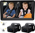 Split Screen Baby Car Camera for 2 Kids, 7 Inch HD 1080P Car Baby Monitor with Dual Backseat Cameras, 150° Wide View, 360°Rotation, Night Vision, Rear-Facing Infant Car Seat Mirror