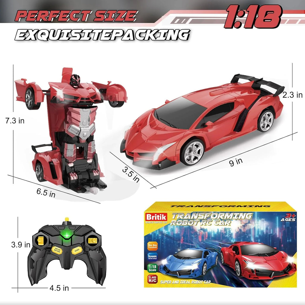 Transform Remote Control Car Toy for Kids 4 5 6 7 8, Remote Control Car for Boys 4-7, Transform Cars for Boys 4-6, Toy Car 5 Year Old Boy, Toys for 3 4 5 6 7 8 9 10 11 12 Years Old Boy