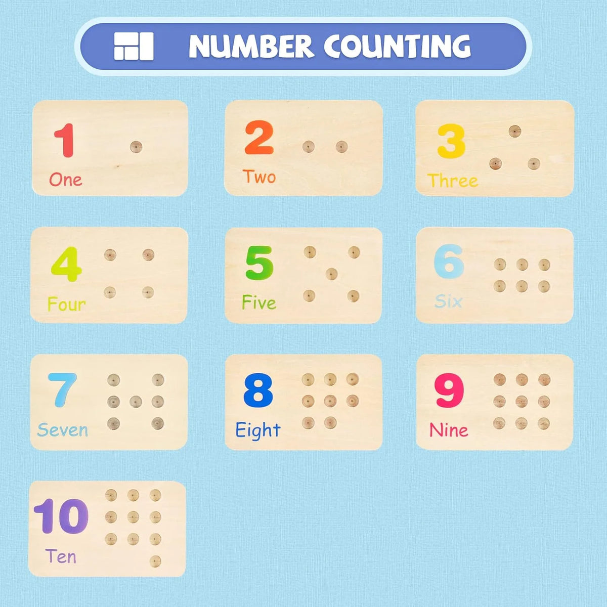 Wooden Number Blocks and Counting Peg Boards: Educational Math Manipulatives for Toddlers and Kindergarteners Learning Numbers and Math Concepts