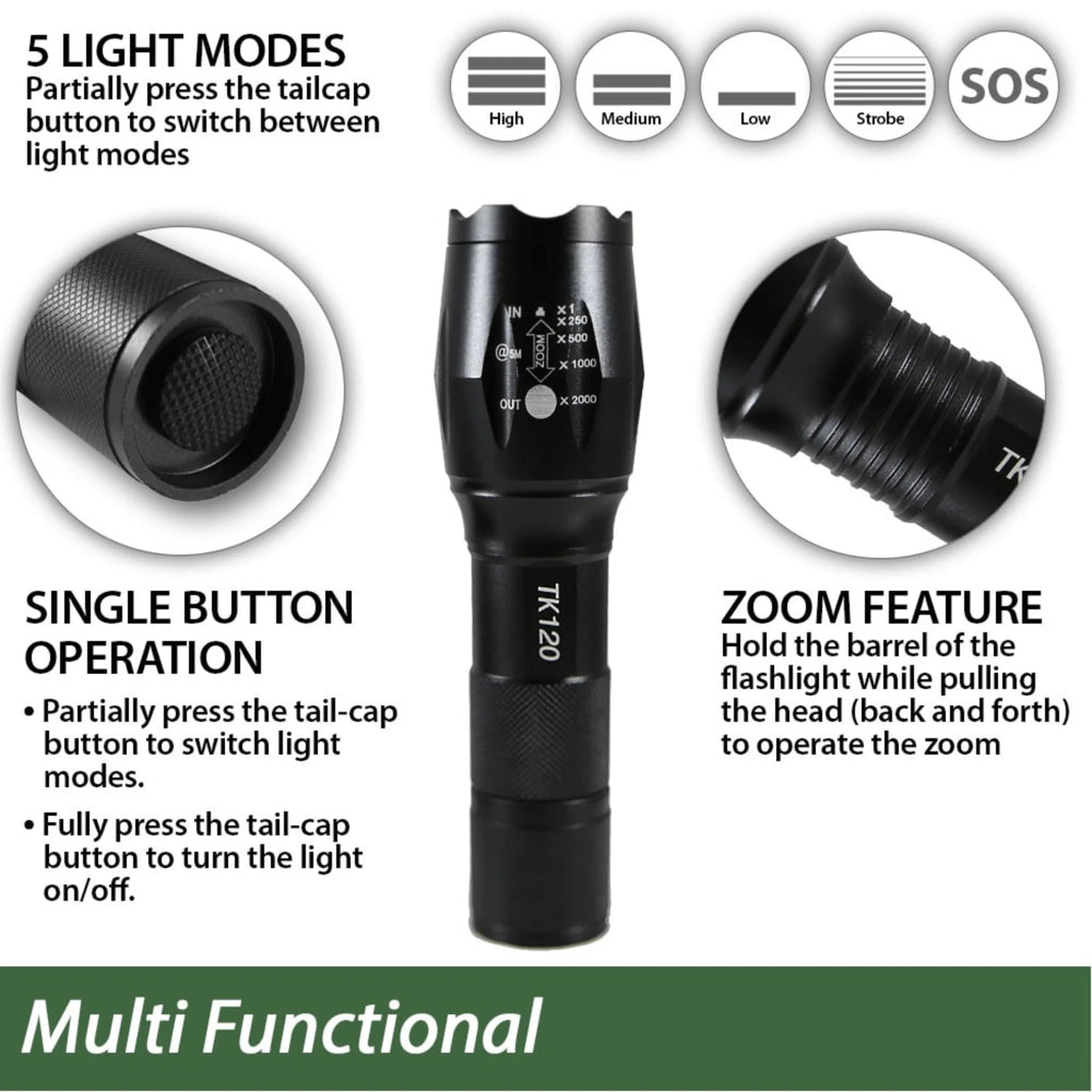Ecogear FX TK120 Professional LED Flashlight Kit with Batteries and Charger