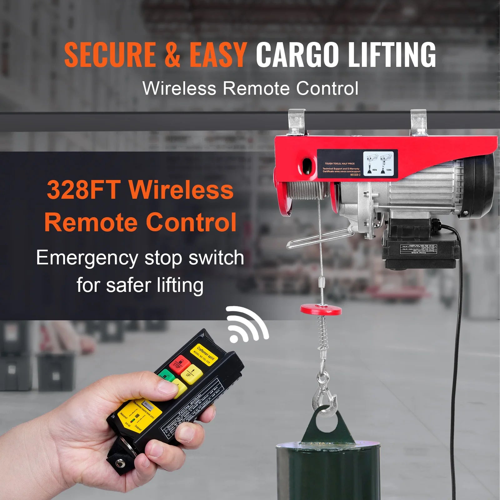 400-1000Kg Electric Hoist Lifting Crane Cable Hoist Winch for Boat Car Garage Elevator with Wired Remote Control Lifter