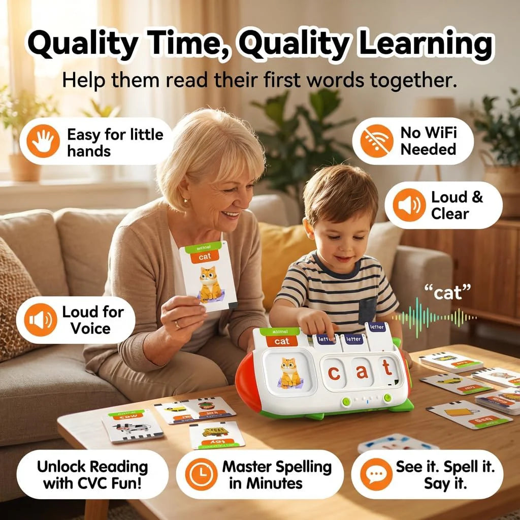 Talking Flash Cards for Toddlers,Montessori Toys for Autism,107 Sight Words,Alphabet CVC Learning Toy,Speak and Spell Phonics Games for Kindergarten,Educational Birthday Gift for Kids 2-8