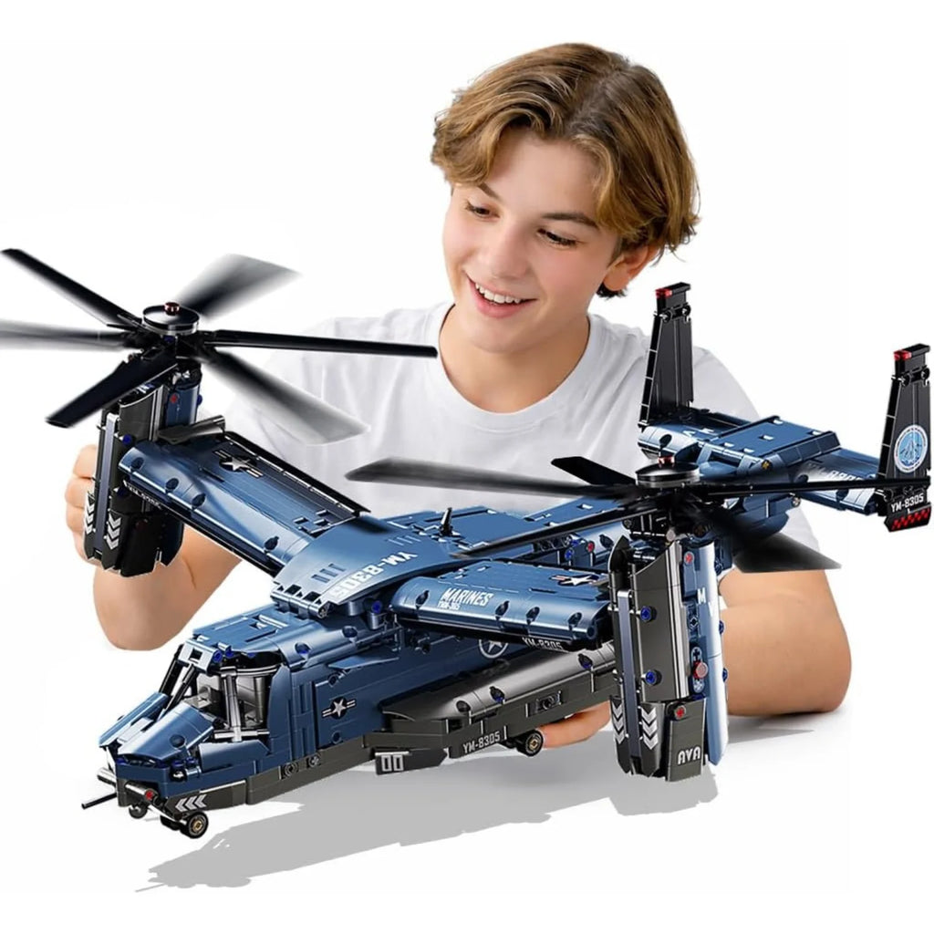 Military Helicopter Building Kit, V-22 Osprey Aircraft Model, 1,486 Pieces