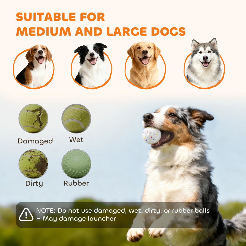 Automatic Dog Ball Launcher with 26-80 FT Distance, Automatic Ball Launcher for Medium and Large Dogs, Orange