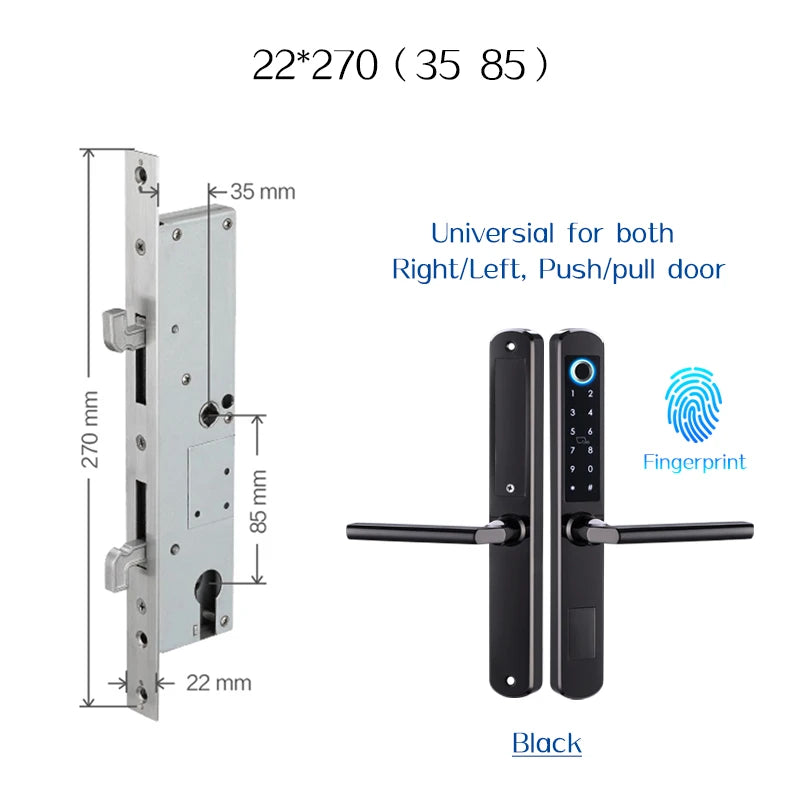Stainless Steel Waterproof Biometric Fingerprint Door Lock Electronic Smart Door Lock RFID Card Lock for Aluminum Glass Door