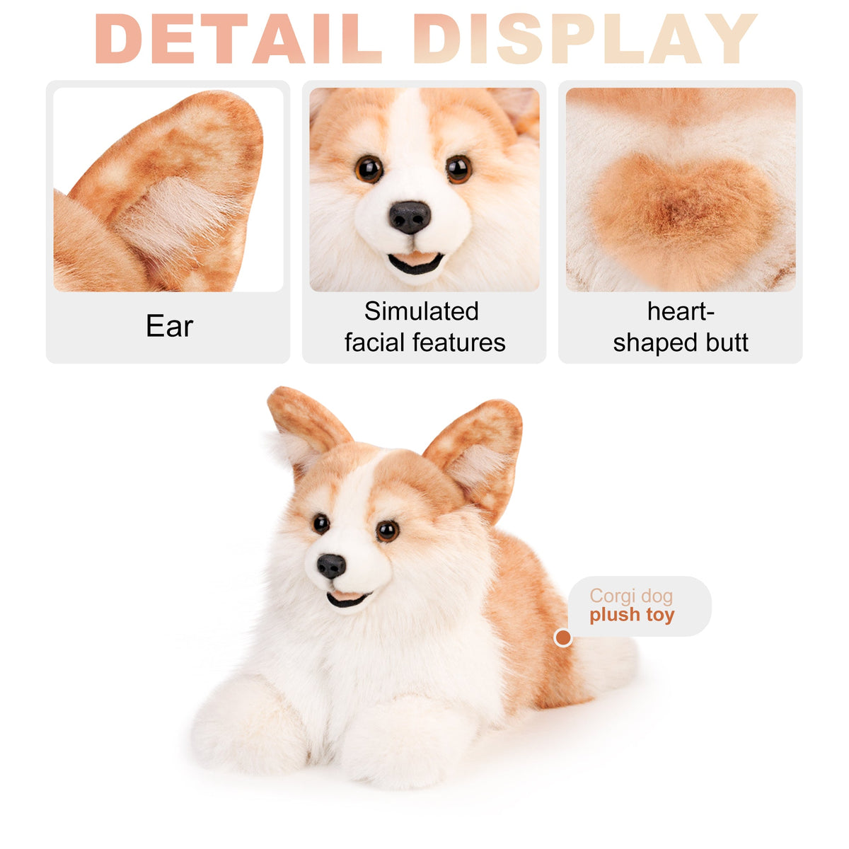 2.2lbs Corgi Dog Plush – Handmade Realistic Weighted for Dog Lovers & Kids