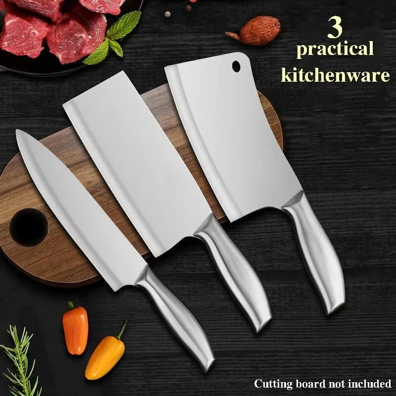 New 5-Piece Forged Stainless Steel Knife Set -Professional Chef Knife & Heavy Duty Bone Cutter for Home Kitchen & Restaurant Use