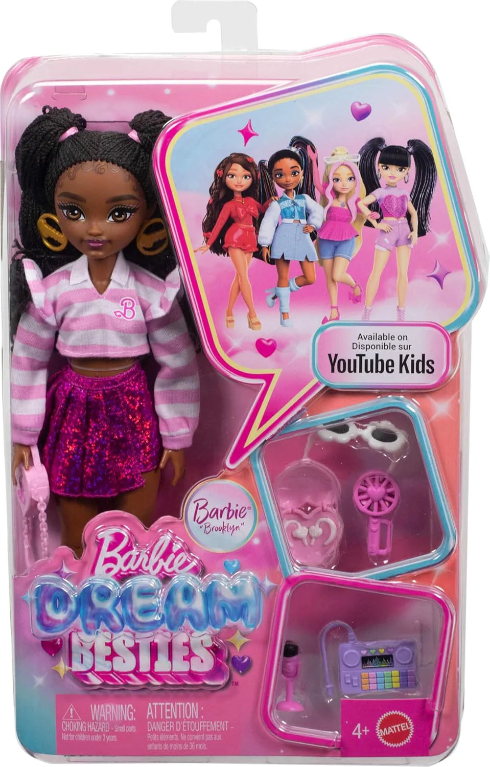 Dream Besties Brooklyn” Fashion Doll & Accessories, Posable with Brunette Hair & Dance-Themed Toy Pieces