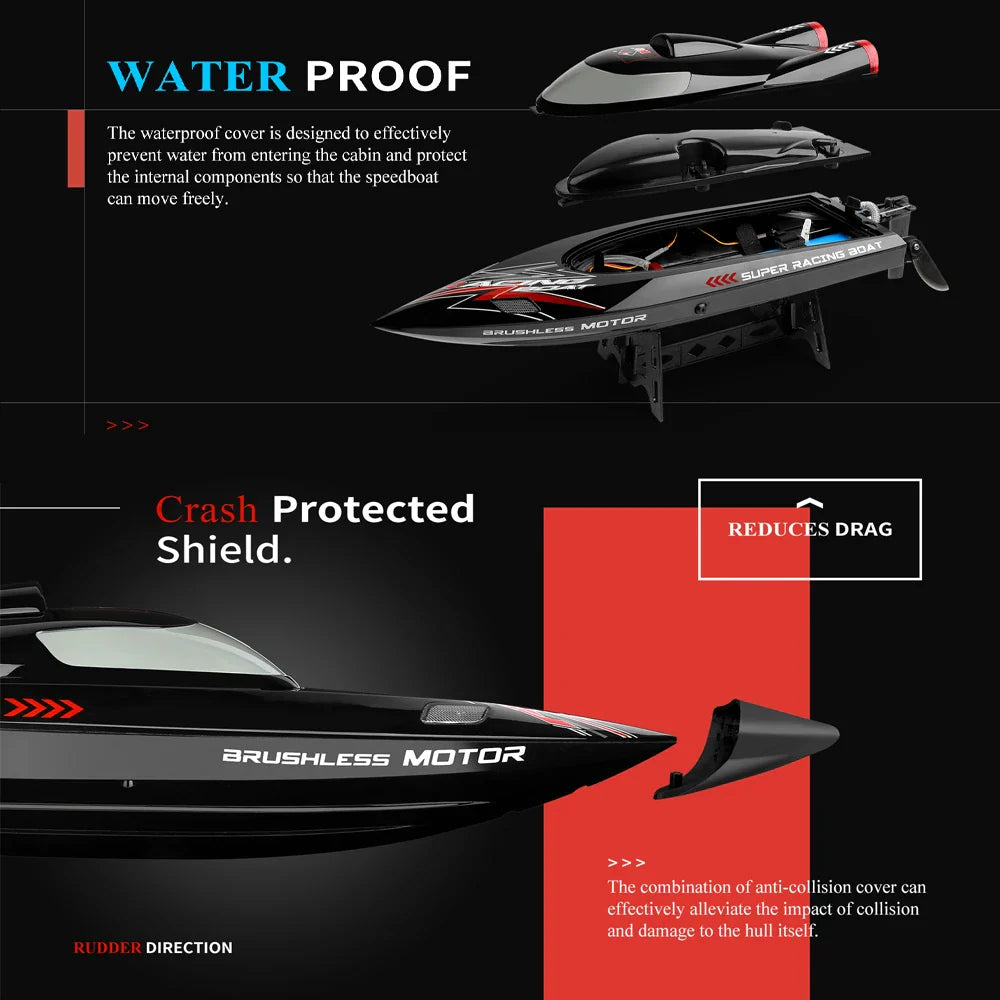 WL916 WL912-A RC Boat 2.4Ghz 55KM/H 35KM/H High Speed Racing Watercraft Remote Control Speedboat Toys for Boys