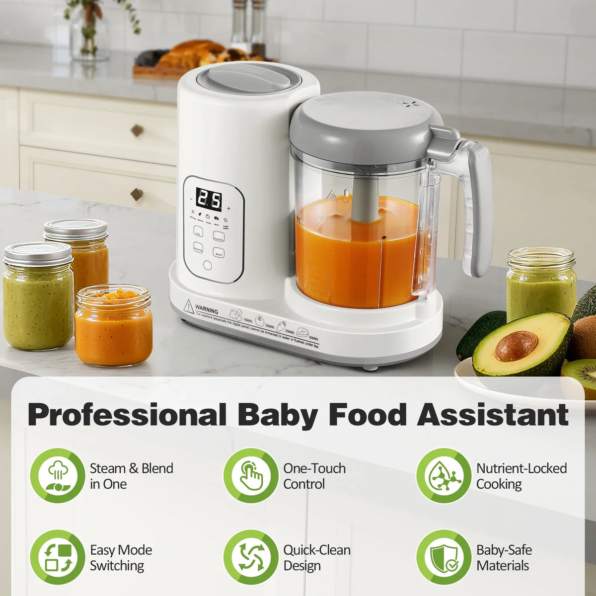 4-In-1 Auto-Clean, Bpa-Free, for 4-12 Months Baby Food Maker Steamer Blender