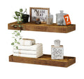 Bathroom Floating Shelves for Wall Mounted Shelf over Toilet Farmhouse Home Decor Display Shelving Small 16 Inch Set of 2, Rustic Brown