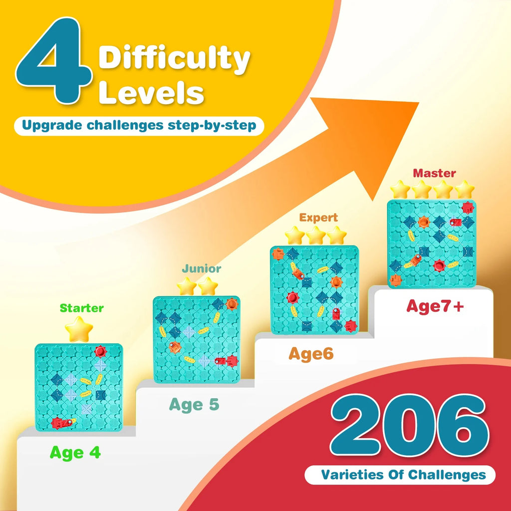 1Pc Kids Logical Road Builder Toy Brain Teasers Puzzles Montessori Toys Preschool Educational Learning Toys Puzzle STEM Board Game for 3 to 8 Years Old Boys Girls Birthday Gift