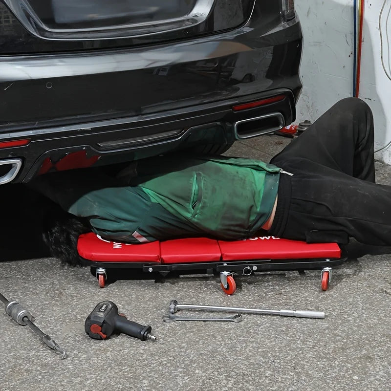 Ultimate 2-In-1 Mechanic Creeper Seat with Wheels - Heavy-Duty Adjustable Rolling Stool for Garage & Auto Shop
