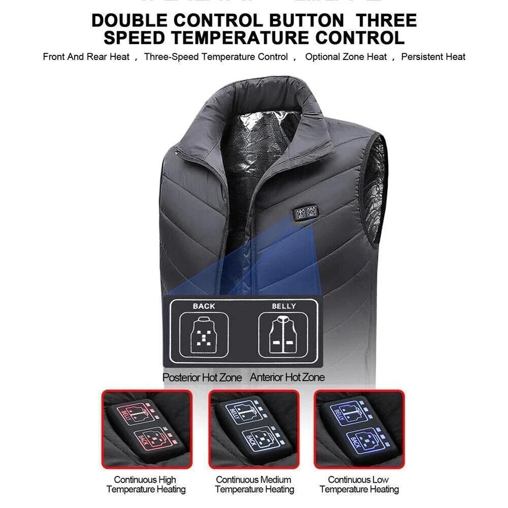 Heated Vest 9 Heating Zones with 10000Mah Battery Pack Electric Heating Vest US
