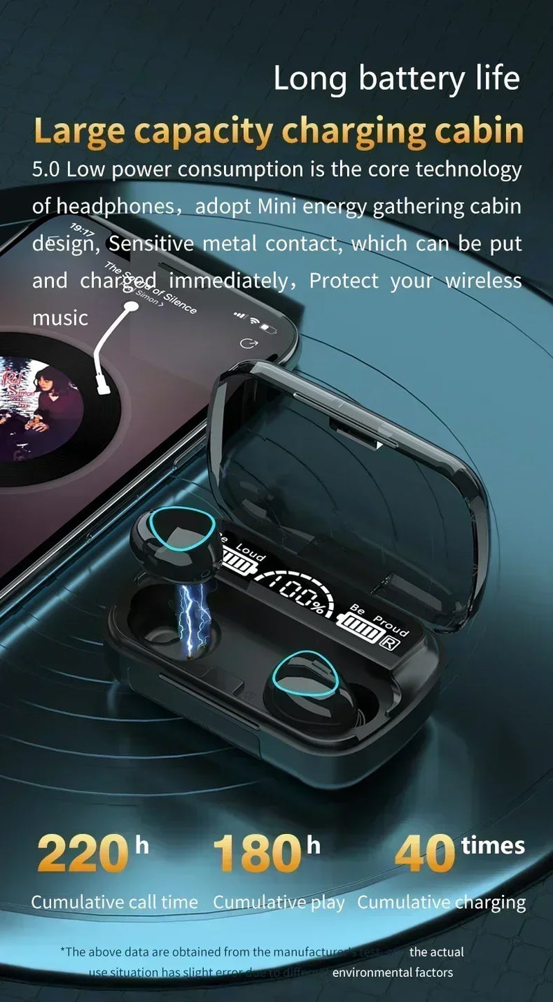 M10 Wireless Headphone Bluetooth Earphones Waterproof Earpieces Sport Earbuds for Huawei Iphone OPPO Xiaomi TWS Music Headset