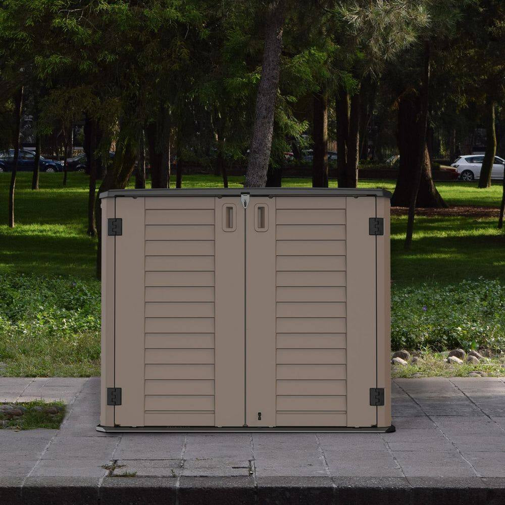 50 In. W X 29 In. D X 41 In. H HDPE Outdoor Storage Cabinet in Coffee (Shelves Not Included)