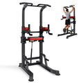 Pull up Bar, 330 LBS Power Tower Dip Station, Workout Dip Station with H-Shaped Stable Base & Assistance Platform, Adjustable 9 Level Height Pullup Stand for Back, 3-Level Adjustable Elbow Pads