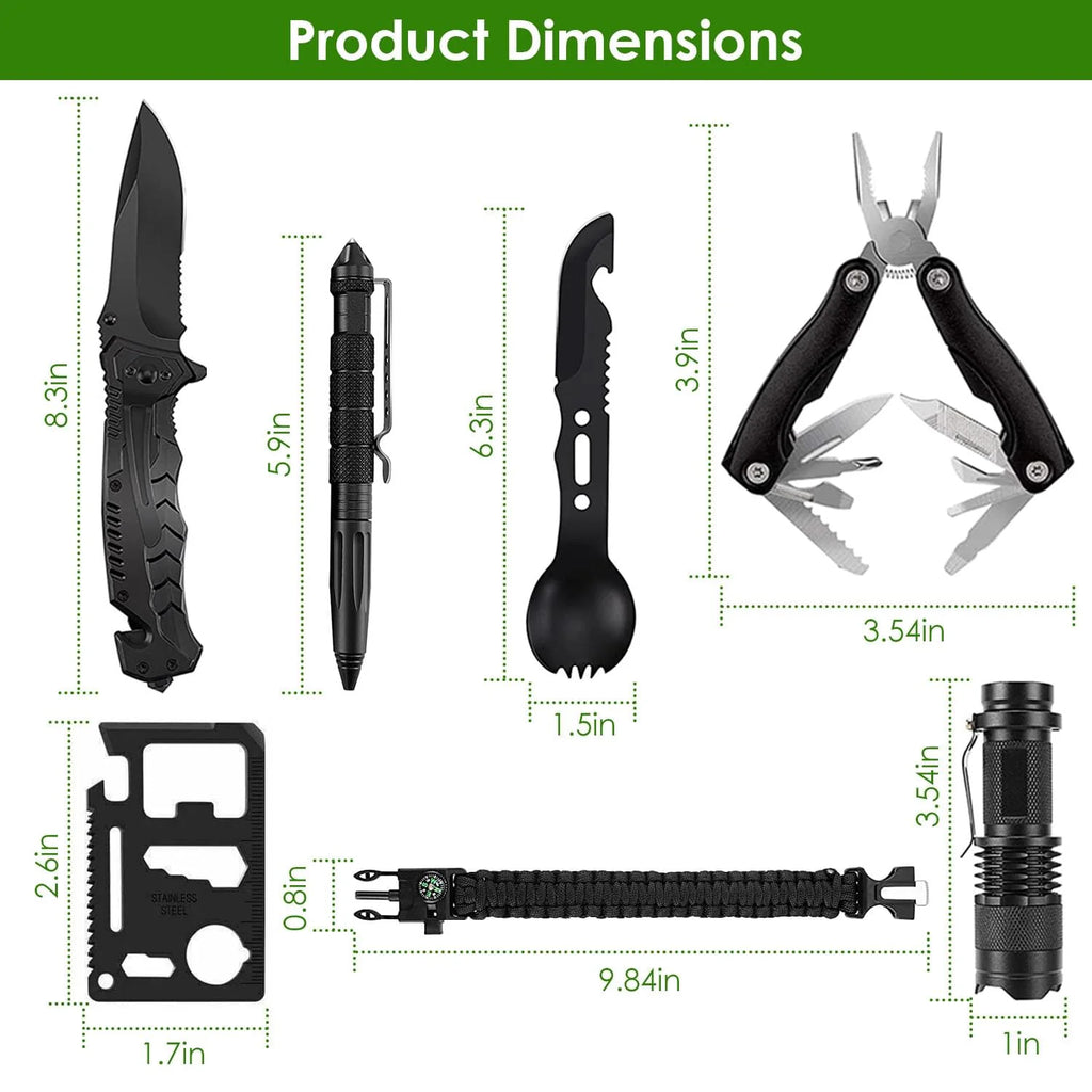 47Pcs Emergency Survival Kit Survival EDC Gear Equipment Tool First Aid Supplies Kit Tools with Pouch for Hiking Hunting Disaster Camping Adventure