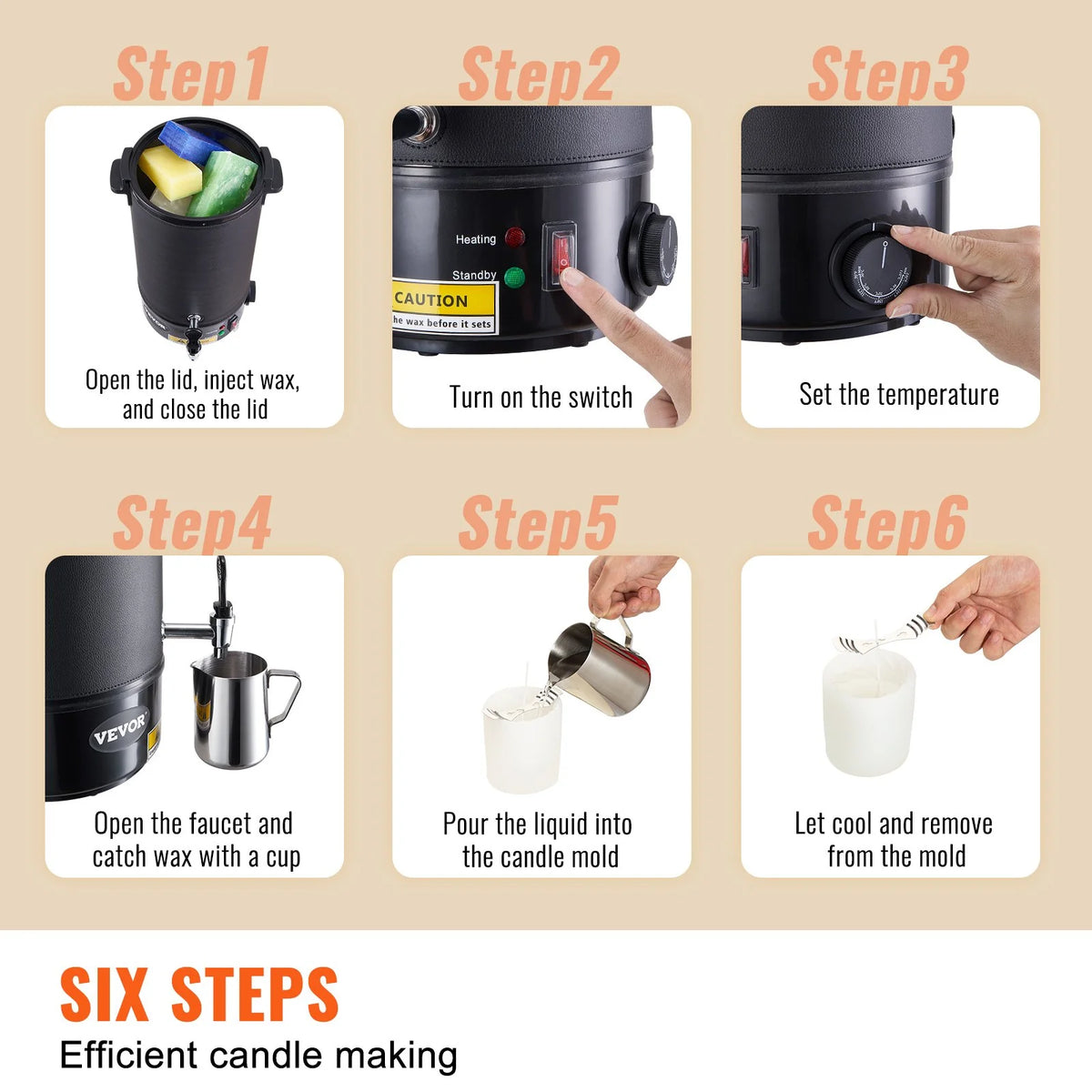 VEVOR 10 L Wax Melter for Candle Making, Extra Large Electric Wax Melting Pot, with Easy Pour Spout and 9-Level Temp Control, Easy Clean for Candle Soap Cream Beauty Bulk Production Business or Home