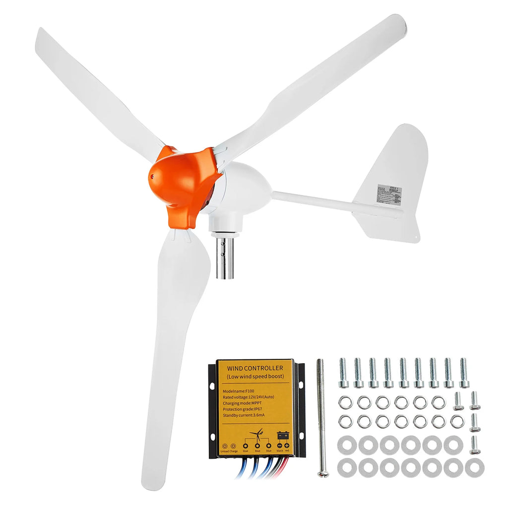 800W Wind Turbine Generator, 12V Wind Turbine Kit, 3-Blade Wind Power Generator with MPPT Controller, Adjustable Windward Direction & 2.5M/S Start Wind Speed, Suitable for Home, Farm, Rvs, Boats