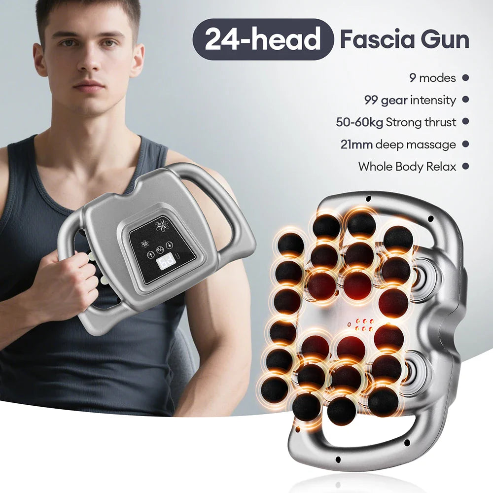 16-Head Fascia Gun High-Frequency Vibration Body Massage Gun Back and Waist Massager Neck Shoulder Massager Muscle Masajeador