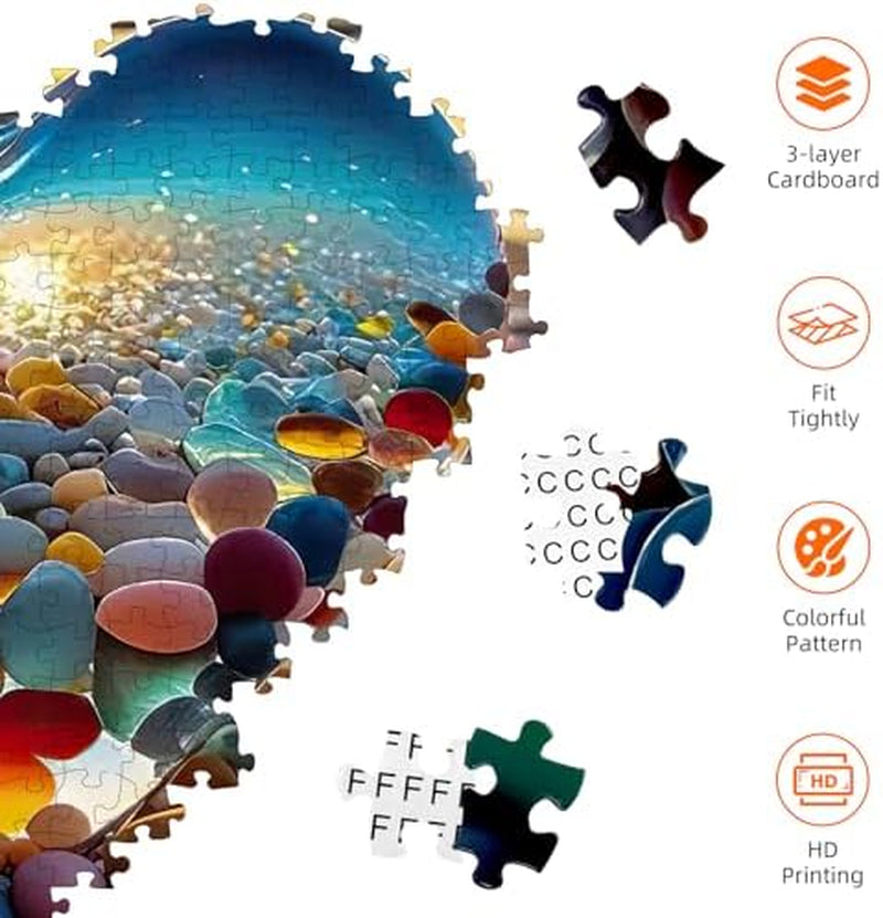 Jigsaw Puzzles for Adults 1000 Pieces, Love Pebbles Beach Puzzle, Impossible Difficult Hard Fun 1000 Piece Jigsaw Puzzles for Adults