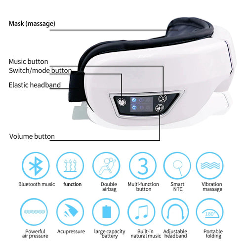 6D Smart Eye Massager Vibration Airbag Compress Eye Care Instrument Bluetooth Music Eye Massage Glasses Eye Relax Fatigue