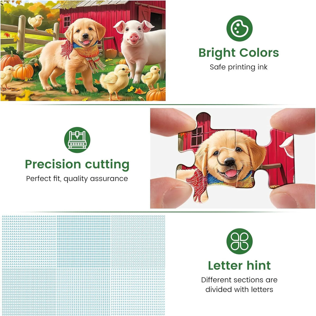 Puzzles for Adults 500 Pieces Jigsaw Puzzle Pig Dog Puzzles for Adults Teens Colorful Animals Puzzle Challenging Puzzle Family Games Precision-Cut Vibrant Imagery, 20.5 X 15 In