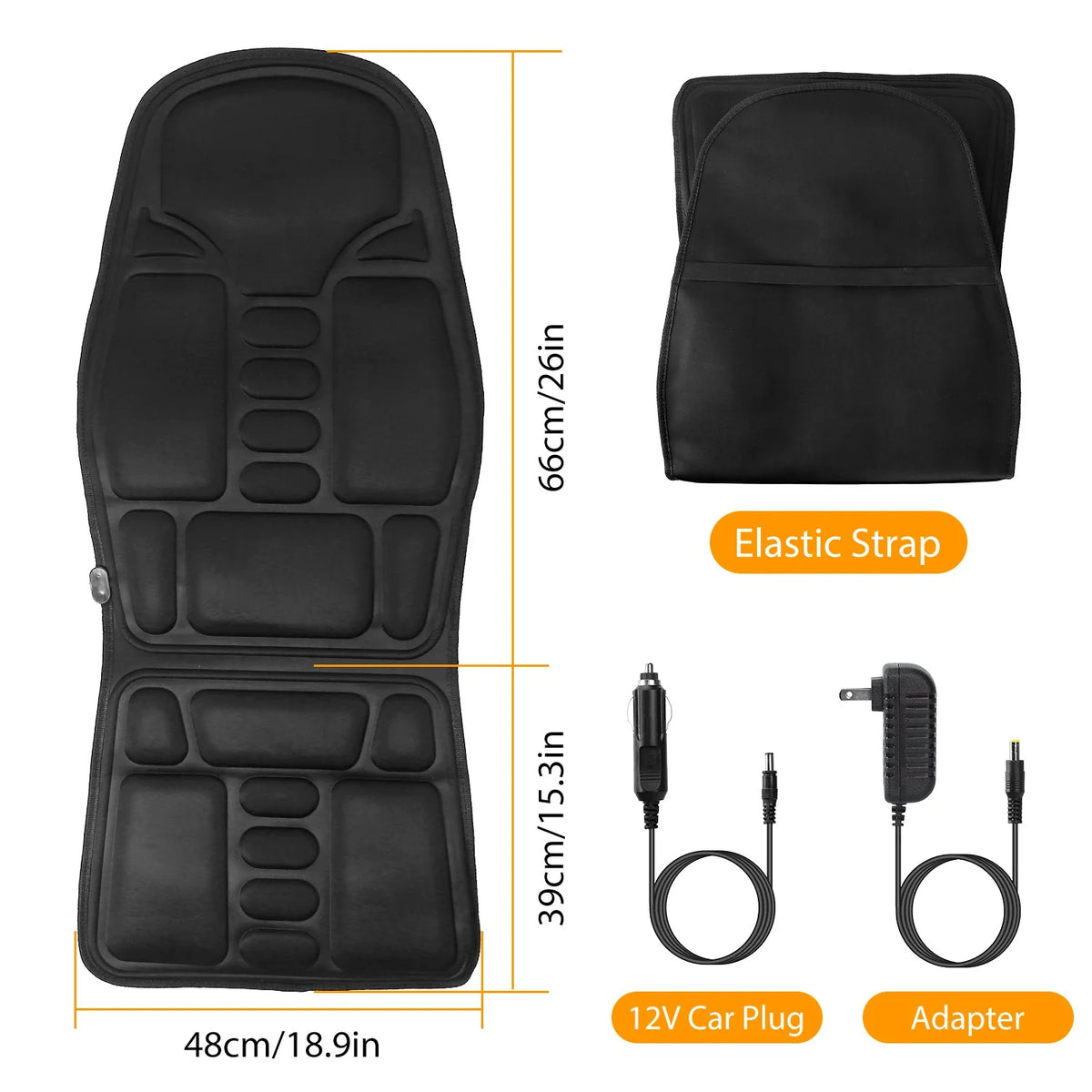 1Pc Back Massager Cushion Electric Massage Car Seat Cushion Chair Pad with Heating Function 8 Vibration Modes 3 Intensity Levels Fedex Shipping