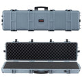 Hard Rifle Case, Lockable Rifle Case with Pre-Cut Foams, 50 in Movable Gun Storage with Wheels, IP67 Waterproof & Dustproof Pistol Storage for Rifle, Shotgun, Airsoft Gun, Grey