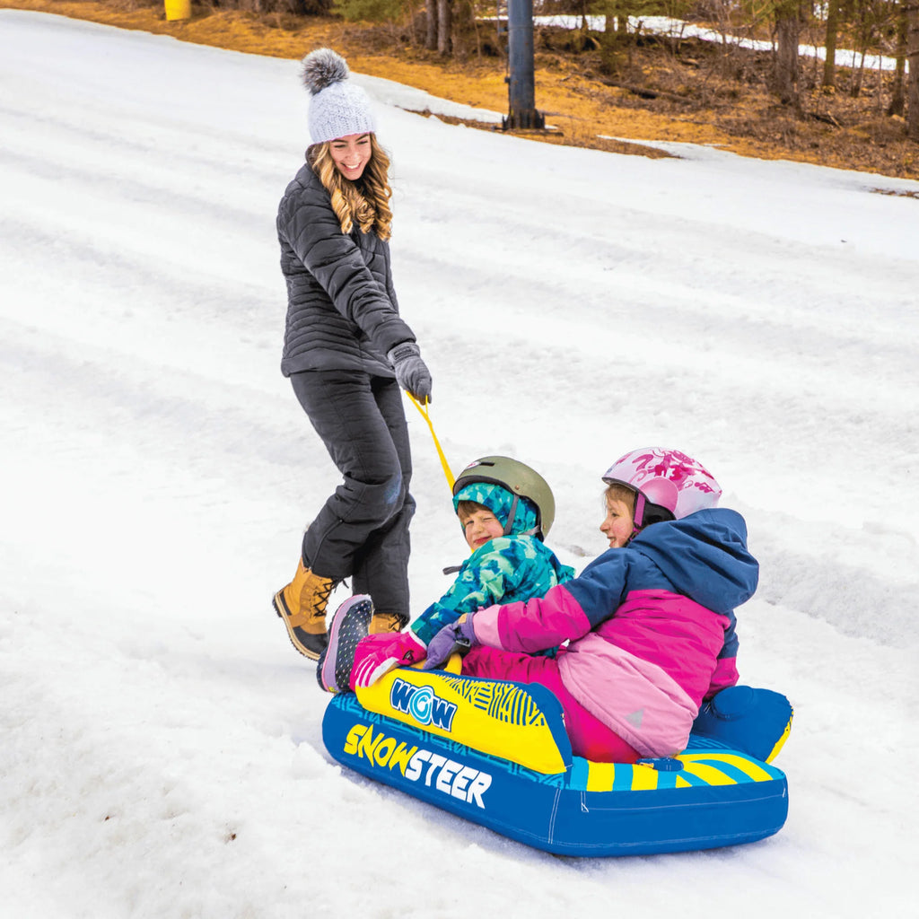 WOW Watersports Snowsteer Snow Sled with Lying Position for Easy Sledding