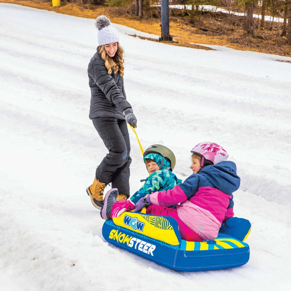 WOW Watersports Snowsteer Snow Sled with Lying Position for Easy Sledding
